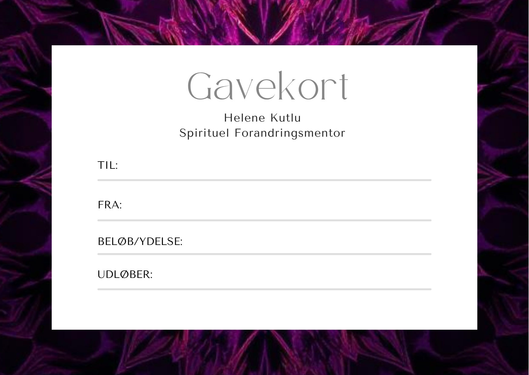 Gavekort til Helene Kutlu - Spirituel Forandringsmentor
